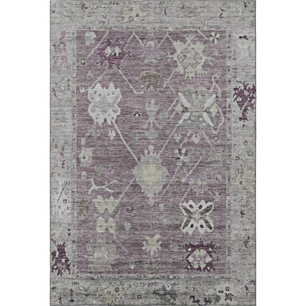 HomeRoots 10' x 14' Merlot and Gray Washable Oriental Area Rug with UV Protection for Busy Homes & Pets 714973