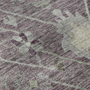 HomeRoots 10' x 14' Merlot and Gray Washable Oriental Area Rug with UV Protection for Busy Homes & Pets 714973