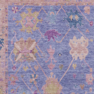 HomeRoots 8' Purple and Blue Oriental Washable Round Rug - UV Protected, Stain Resistant, Perfect for Families 714976