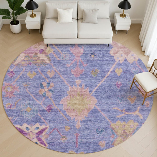 HomeRoots 8' X 10' Purple and Blue Washable Oriental Area Rug with UV Protection - Durable, Stylish, Easy Care! 714977