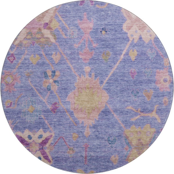 HomeRoots 8' X 10' Purple and Blue Washable Oriental Area Rug with UV Protection - Durable, Stylish, Easy Care! 714977