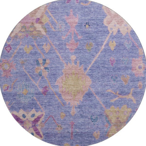 HomeRoots 8' X 10' Purple and Blue Washable Oriental Area Rug with UV Protection - Durable, Stylish, Easy Care! 714977