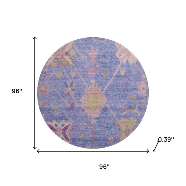 HomeRoots 8' X 10' Purple and Blue Washable Oriental Area Rug with UV Protection - Durable, Stylish, Easy Care! 714977