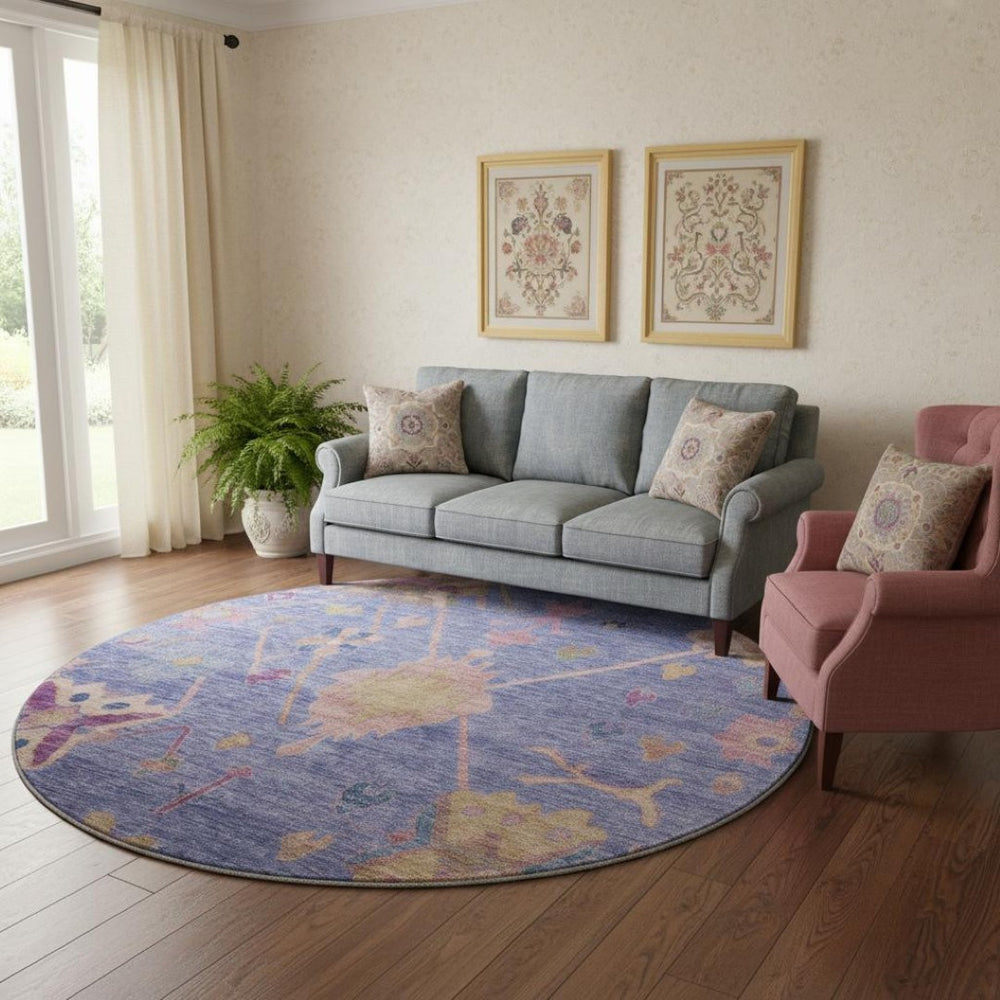 HomeRoots 8' X 10' Purple and Blue Washable Oriental Area Rug with UV Protection - Durable, Stylish, Easy Care! 714977