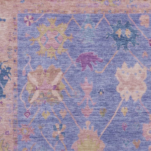 HomeRoots 9' X 12' Elegant Purple and Blue Oriental Area Rug – Washable, UV Protected, Perfect for Busy Homes! 714978