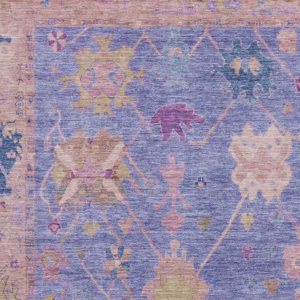 HomeRoots 9' X 12' Elegant Purple and Blue Oriental Area Rug – Washable, UV Protected, Perfect for Busy Homes! 714978