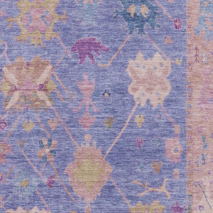 HomeRoots 10' X 14' Purple & Blue Oriental Area Rug - Washable, UV Protected, Stain Resistant for Family Homes 714979