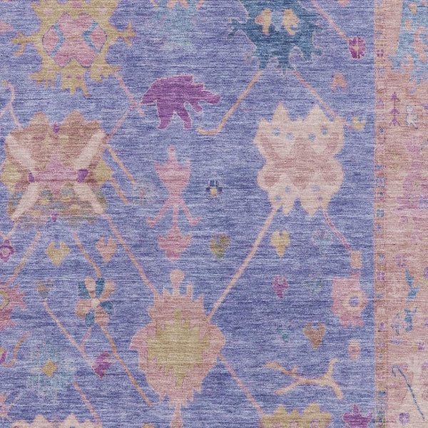 HomeRoots 10' X 14' Purple & Blue Oriental Area Rug - Washable, UV Protected, Stain Resistant for Family Homes 714979