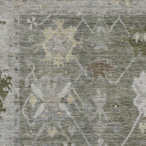 HomeRoots 5' X 8' Elegant Pewter & Gray Oriental Washable Area Rug with Stain Resistance & UV Protection 714981