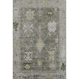 HomeRoots 8' Pewter and Gray Round Oriental Rug - Durable, Washable Design with UV Protection for Busy Homes 714982