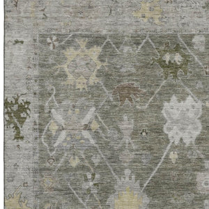 HomeRoots 8' Pewter and Gray Round Oriental Rug - Durable, Washable Design with UV Protection for Busy Homes 714982