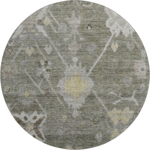 HomeRoots 8' X 10' Washable Pewter and Gray Oriental Area Rug with UV Protection for Busy Homes and Pets 714983