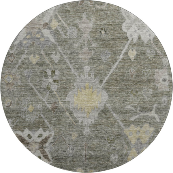 HomeRoots 8' X 10' Washable Pewter and Gray Oriental Area Rug with UV Protection for Busy Homes and Pets 714983