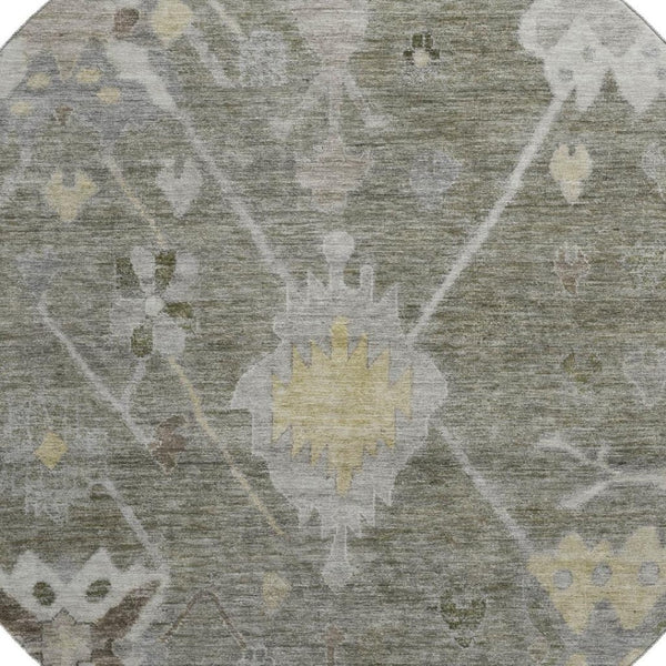 HomeRoots 8' X 10' Washable Pewter and Gray Oriental Area Rug with UV Protection for Busy Homes and Pets 714983