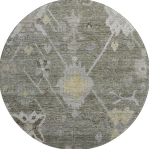 HomeRoots 8' X 10' Washable Pewter and Gray Oriental Area Rug with UV Protection for Busy Homes and Pets 714983