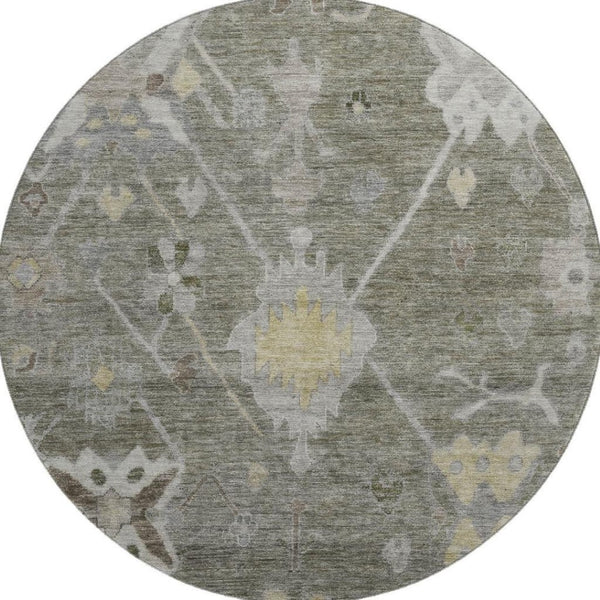 HomeRoots 8' X 10' Washable Pewter and Gray Oriental Area Rug with UV Protection for Busy Homes and Pets 714983