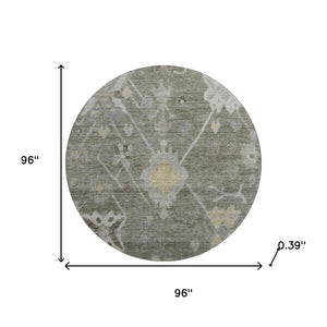 HomeRoots 8' X 10' Washable Pewter and Gray Oriental Area Rug with UV Protection for Busy Homes and Pets 714983
