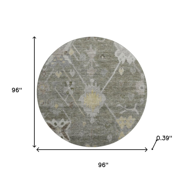 HomeRoots 8' X 10' Washable Pewter and Gray Oriental Area Rug with UV Protection for Busy Homes and Pets 714983