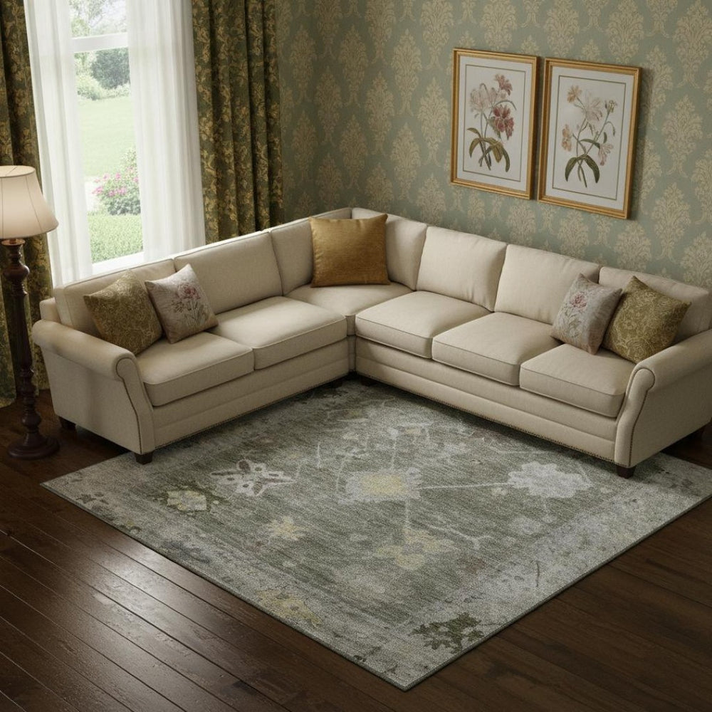 HomeRoots 9' X 12' Pewter Gray Oriental Washable Area Rug with UV Protection – Durable, Elegant & Easy Care 714984