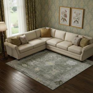 HomeRoots 9' X 12' Pewter Gray Oriental Washable Area Rug with UV Protection – Durable, Elegant & Easy Care 714984