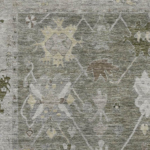 HomeRoots 10' X 14' Elegant Pewter and Gray Oriental Area Rug - Washable, UV-Protected, Perfect for Families! 714985