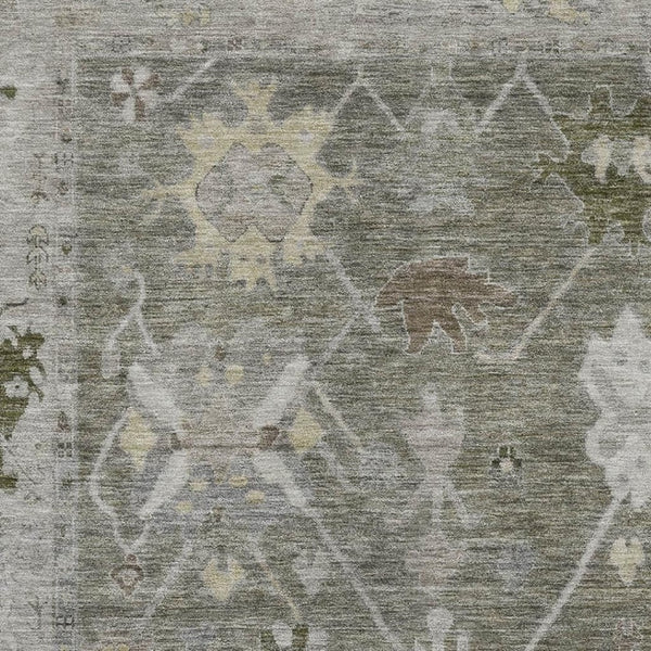 HomeRoots 10' X 14' Elegant Pewter and Gray Oriental Area Rug - Washable, UV-Protected, Perfect for Families! 714985