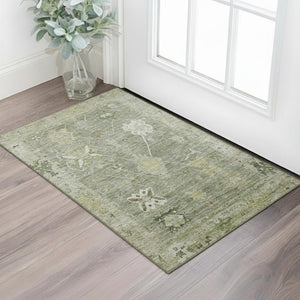 HomeRoots 5' X 8' Sage Beige Oriental Area Rug – Stylish, Machine-Washable, UV Protected & Stain Resistant Design 714987