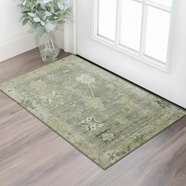 HomeRoots 5' X 8' Sage Beige Oriental Area Rug – Stylish, Machine-Washable, UV Protected & Stain Resistant Design 714987