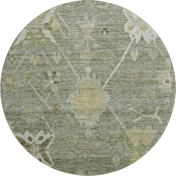HomeRoots 8' X 10' Sage and Beige Oriental Area Rug - Washable, Stain-Resistant with UV Protection for Homes 714989