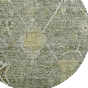 HomeRoots 8' X 10' Sage and Beige Oriental Area Rug - Washable, Stain-Resistant with UV Protection for Homes 714989