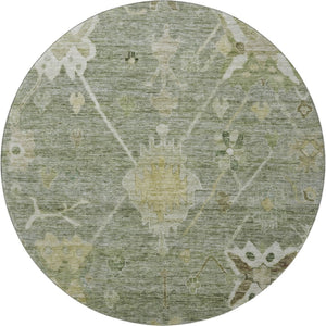 HomeRoots 8' X 10' Sage and Beige Oriental Area Rug - Washable, Stain-Resistant with UV Protection for Homes 714989