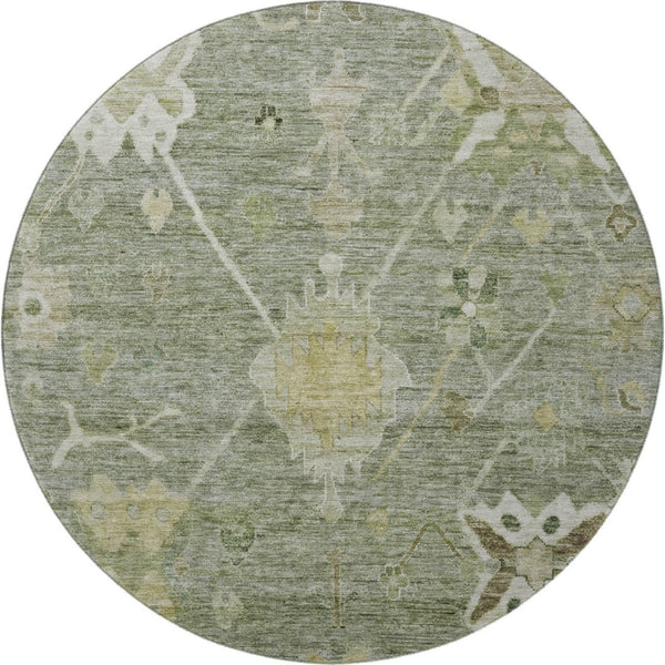 HomeRoots 8' X 10' Sage and Beige Oriental Area Rug - Washable, Stain-Resistant with UV Protection for Homes 714989
