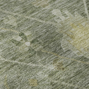 HomeRoots 8' X 10' Sage and Beige Oriental Area Rug - Washable, Stain-Resistant with UV Protection for Homes 714989