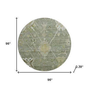 HomeRoots 8' X 10' Sage and Beige Oriental Area Rug - Washable, Stain-Resistant with UV Protection for Homes 714989