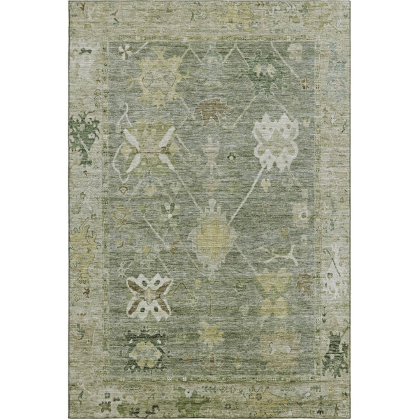 HomeRoots 9' X 12' Sage & Beige Washable Area Rug – Elegant Oriental Design with UV Protection & Easy Care 714990
