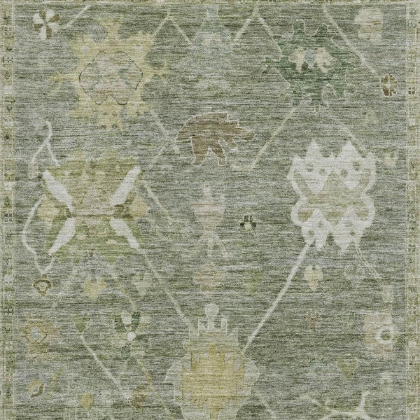 HomeRoots 9' X 12' Sage & Beige Washable Area Rug – Elegant Oriental Design with UV Protection & Easy Care 714990