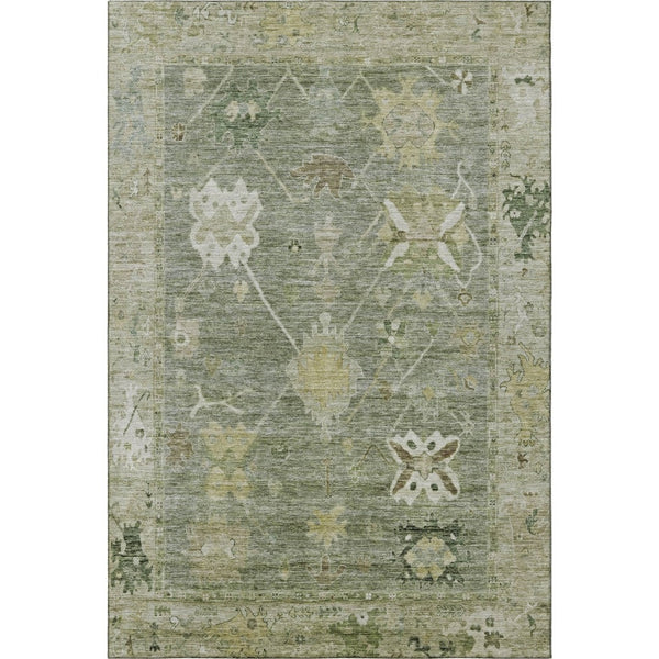 HomeRoots 9' X 12' Sage & Beige Washable Area Rug – Elegant Oriental Design with UV Protection & Easy Care 714990