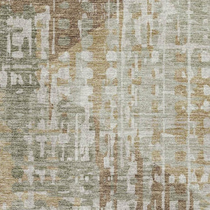 HomeRoots 5' X 8' Sage and Beige Geometric Area Rug - Washable, UV Protected, Stain Resistant for Active Homes 714993
