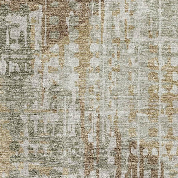 HomeRoots 5' X 8' Sage and Beige Geometric Area Rug - Washable, UV Protected, Stain Resistant for Active Homes 714993
