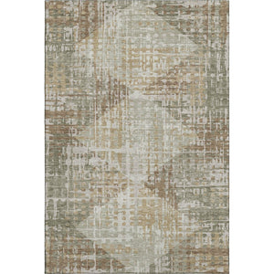 HomeRoots 8' Sage and Beige Geometric Washable Round Rug - Durable, Stain-Resistant, UV Protected, Soft Style 714994