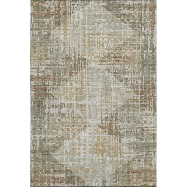 HomeRoots 8' Sage and Beige Geometric Washable Round Rug - Durable, Stain-Resistant, UV Protected, Soft Style 714994