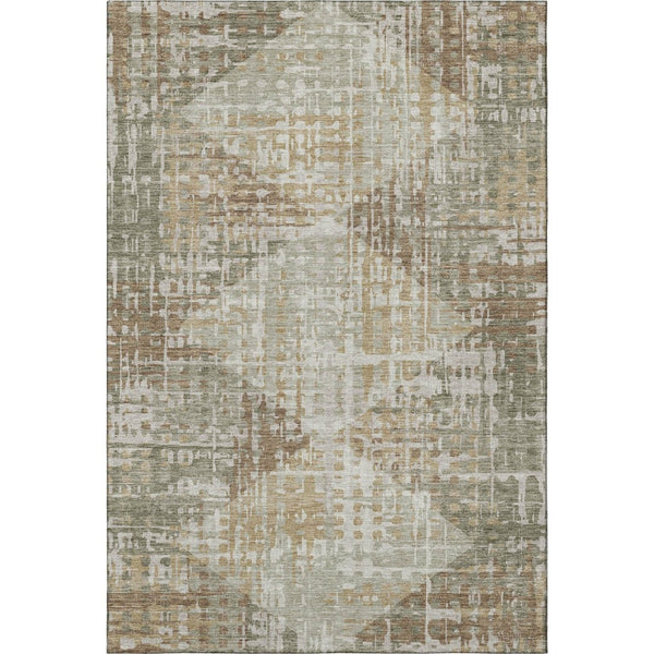 HomeRoots 8' Sage and Beige Geometric Washable Round Rug - Durable, Stain-Resistant, UV Protected, Soft Style 714994