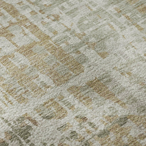 HomeRoots 8' Sage and Beige Geometric Washable Round Rug - Durable, Stain-Resistant, UV Protected, Soft Style 714994