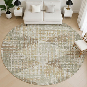 HomeRoots 8' X 10' Stylish Sage & Beige Geometric Washable Area Rug with UV & Stain Protection for Homes 714995