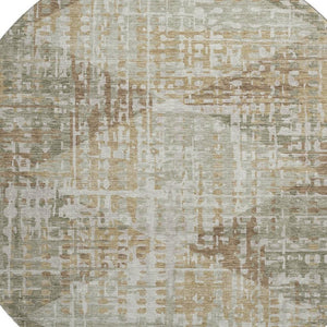 HomeRoots 8' X 10' Stylish Sage & Beige Geometric Washable Area Rug with UV & Stain Protection for Homes 714995