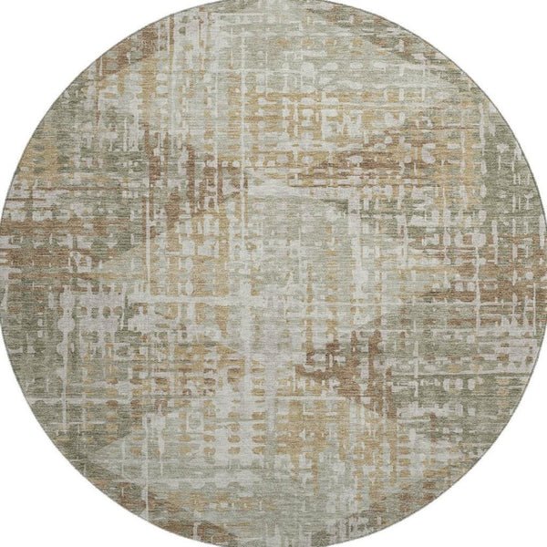 HomeRoots 8' X 10' Stylish Sage & Beige Geometric Washable Area Rug with UV & Stain Protection for Homes 714995