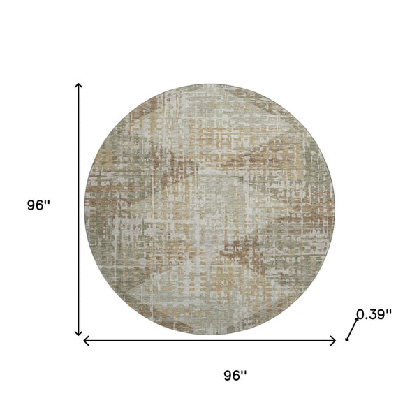 HomeRoots 8' X 10' Stylish Sage & Beige Geometric Washable Area Rug with UV & Stain Protection for Homes 714995