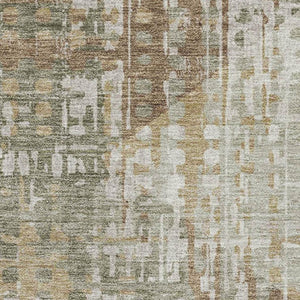 HomeRoots 9' X 12' Sage and Beige Geometric Washable Area Rug - Durable, UV-Protected, Pet-Friendly Design 714996