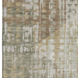 HomeRoots 10' Sage and Beige Geometric Washable Area Rug - UV Protected, Stain Resistant, Ideal for Busy Homes 714997