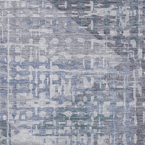 HomeRoots 5' X 8' Blue And Purple Geometric Area Rug - Washable, UV-Protected, Durable for Homes with Kids & Pets 714999